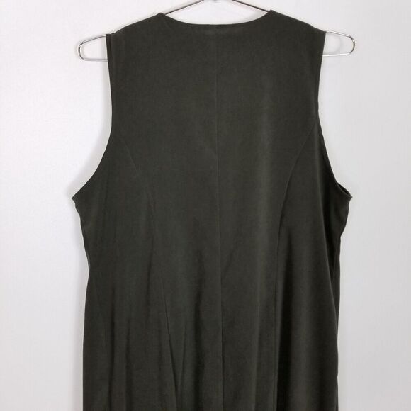 Talbots Women Button Down Sleeveless Midi Dress Sz 14 P Green Sleeveless Pockets - Picture 5 of 8